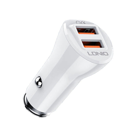 Chargeur de voiture intelligent rapide pour téléphone LDNIO C511Q 36W QC 3.0 à deux ports USB avec câble USB-C/Type-C