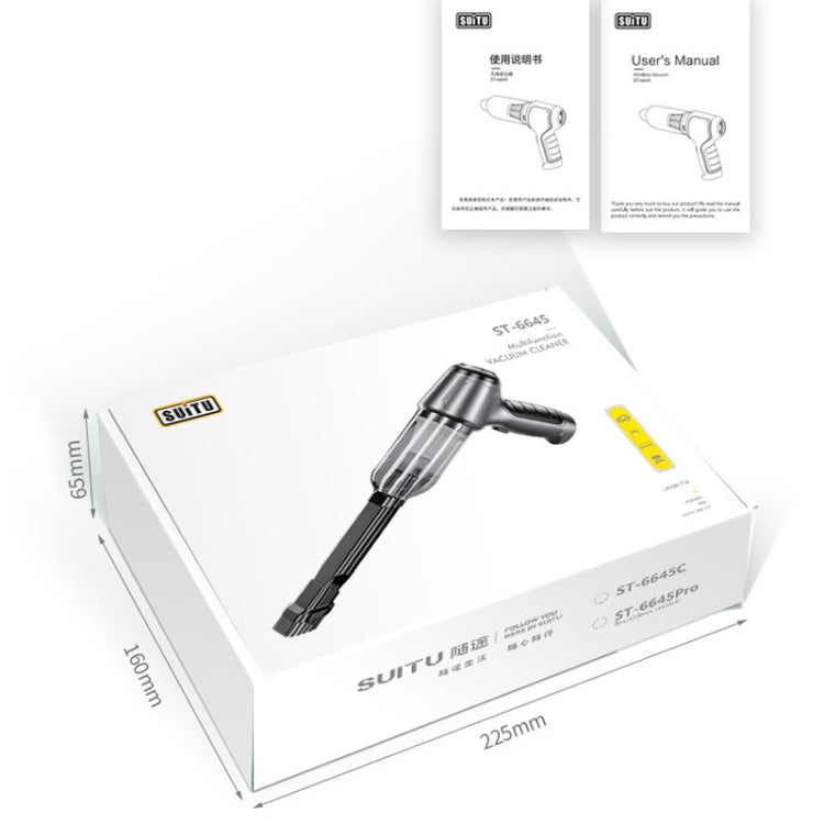 SUITU Aspirateur à main sans fil humide et sec pour voiture, style : gris blanc de base