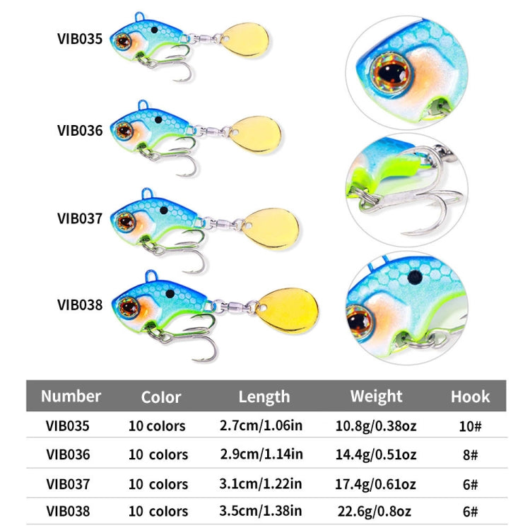 HENGJIA VIB035 Small Whirlwind Sequins Fake Bait Sinking Water VIB Lure, Size: 22g(6)