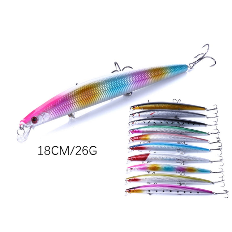 HENGJIA MI101 18cm 26g Long-distance Casting Sea Fishing Fake Lures Minnow Baits, Color: 10 Colors
