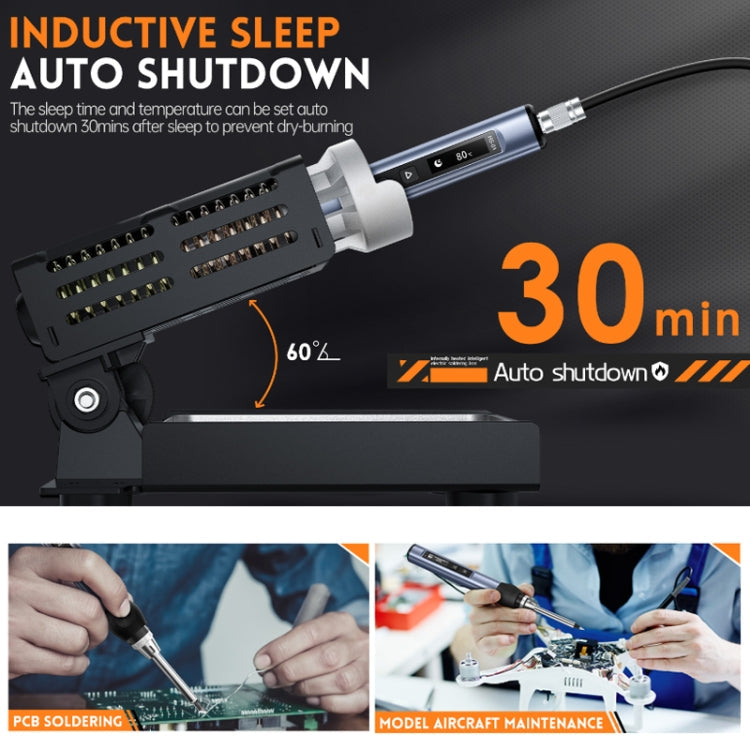 FNIRSI HS-01 Smart Soldering Iron Digital Display Portable Mini Soldering Station(Black BC2)