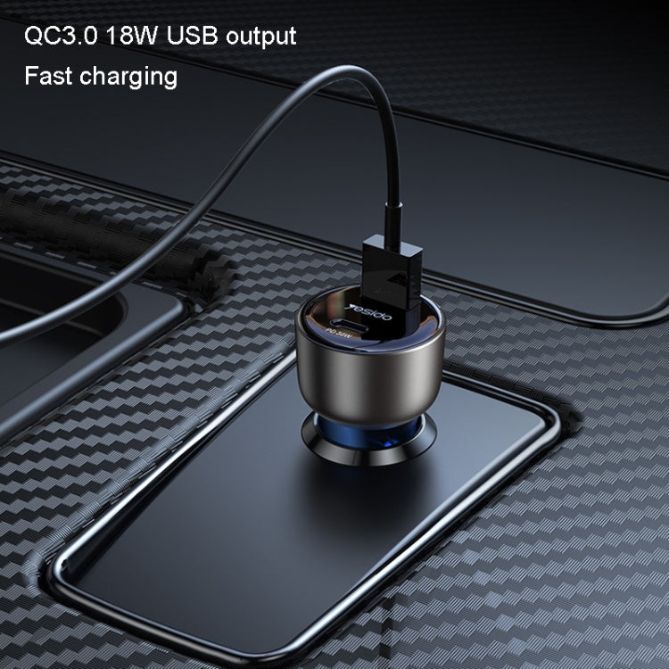 Chargeur de voiture Yesido Y52 48W à double canal de charge rapide en alliage de zinc QC3.0 (noir)
