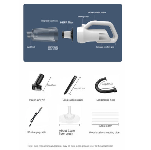 SUITU ST-6101 120W 35500rpm Cordless Car Vacuum Cleaner,Spec: Basic 2 Section 7.4V