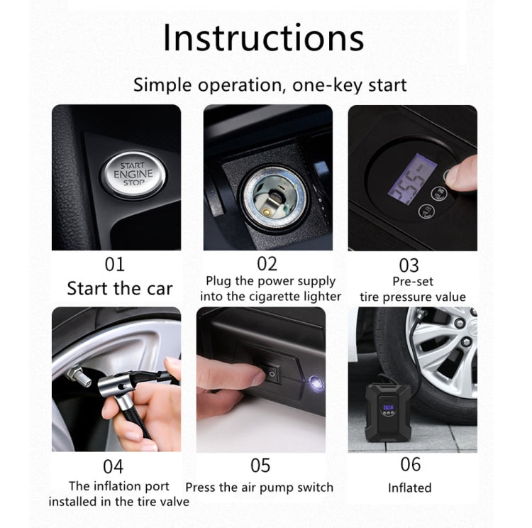 SUITU ST-818 DC 12V Wired Car Air Pump Tire Inflator With LED Lighting Digital Display Model+Toolbox