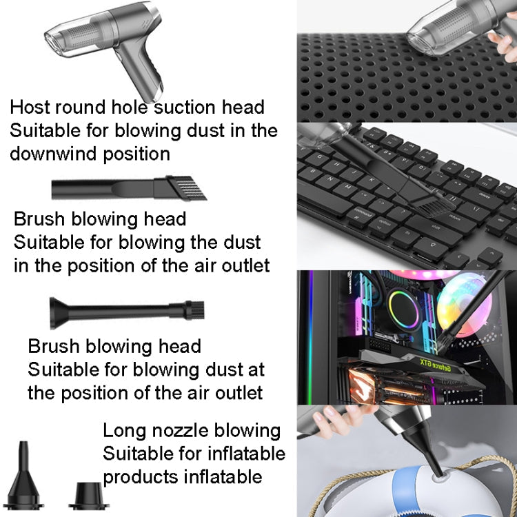 SUITU ST-6671 Wireless Car Vacuum Cleaner Small Handheld Blowing and Suction Dual Use, Style: Basic Model White+Floor Brush