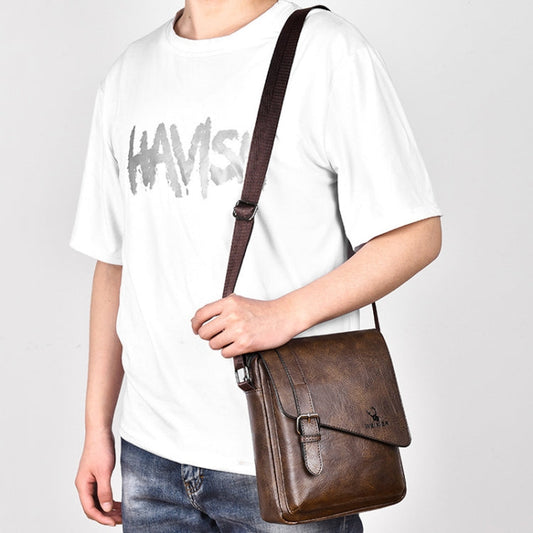 WEIXIER D266 Rétro Sac à bandoulière Grande Capacité Sac Messager Sac à dos (Marron foncé)