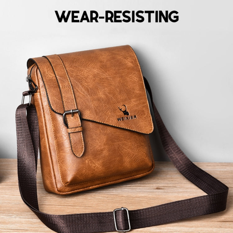 WEIXIER D266 Retro Crossbody Large Capacity Messenger Bag Shoulder Bag Tot Backpack(Light Brown)