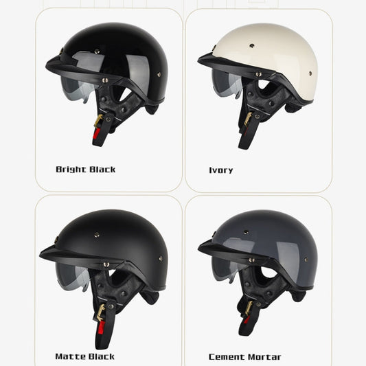 SOMAN Motorcycle Half Helmet Adjustable Helmet With Inner Mirror, Size: M(White)