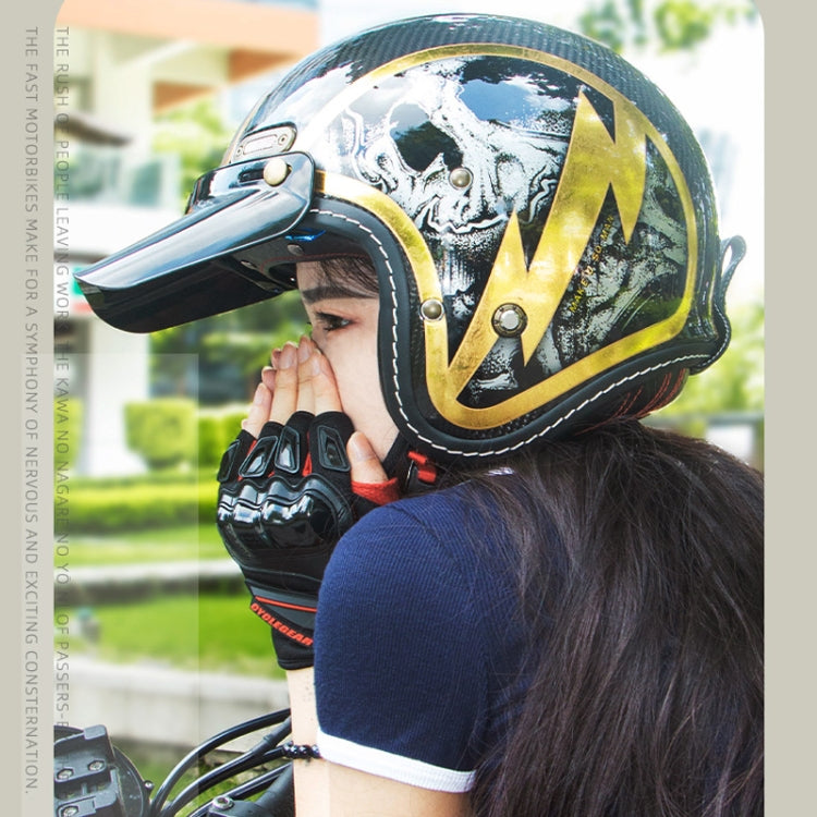 SOMAN Motorcycle Four Seasons Carbon Fiber Half Helmet, Color: Bright Carbon Fiber(XL)