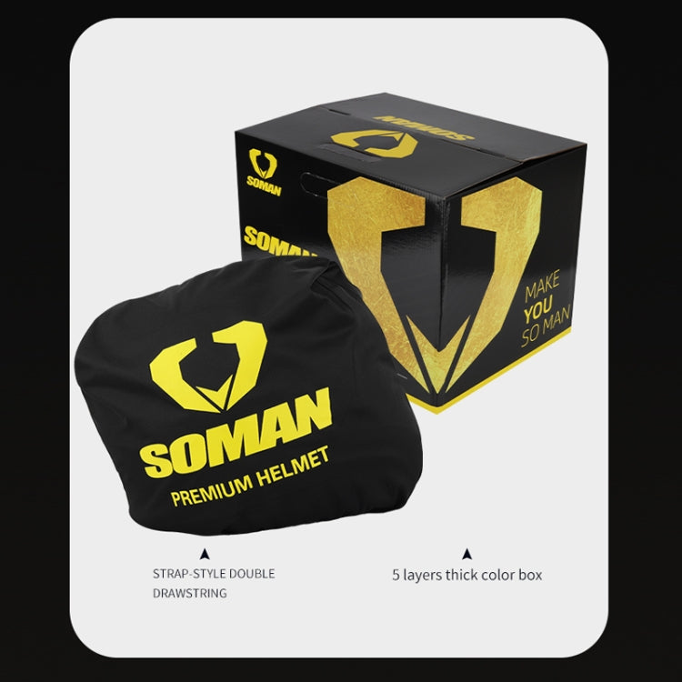 SOMAN Motorcycle Electric Bicycle Dual Lens Riding Helmet, Size: M(Matte Black)
