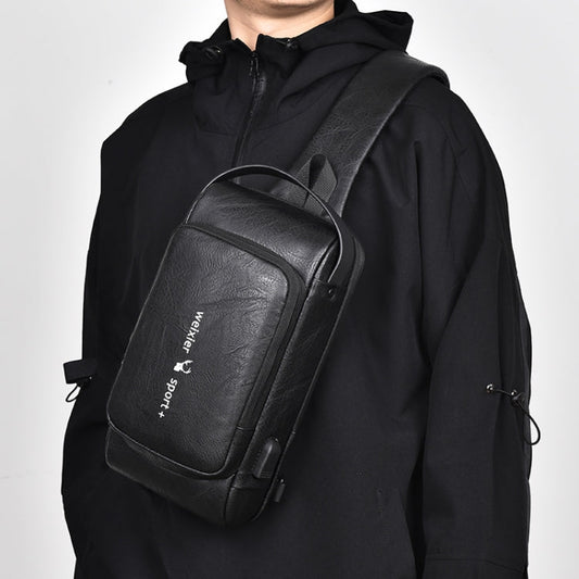 WEIXIER X318 Single Shoulder Crossbody Male Waterproof Anti-Theft Small Backpack(Black)