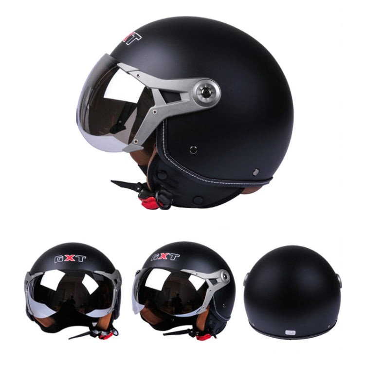 GXT Electric Vehicle Half Cover Helmet Four Seasons Retro Helmet, Size: XL(Matte Black)
