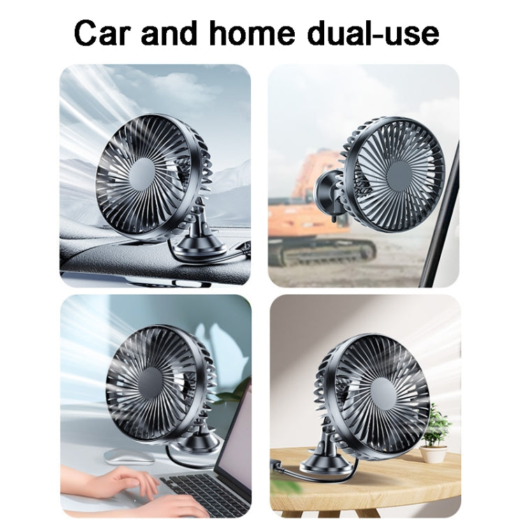 SUITU 12V/24V Mini Car Fan USB Charging Single Head Fan 360 Degree Cooling Fan, Style: Seat Back Model