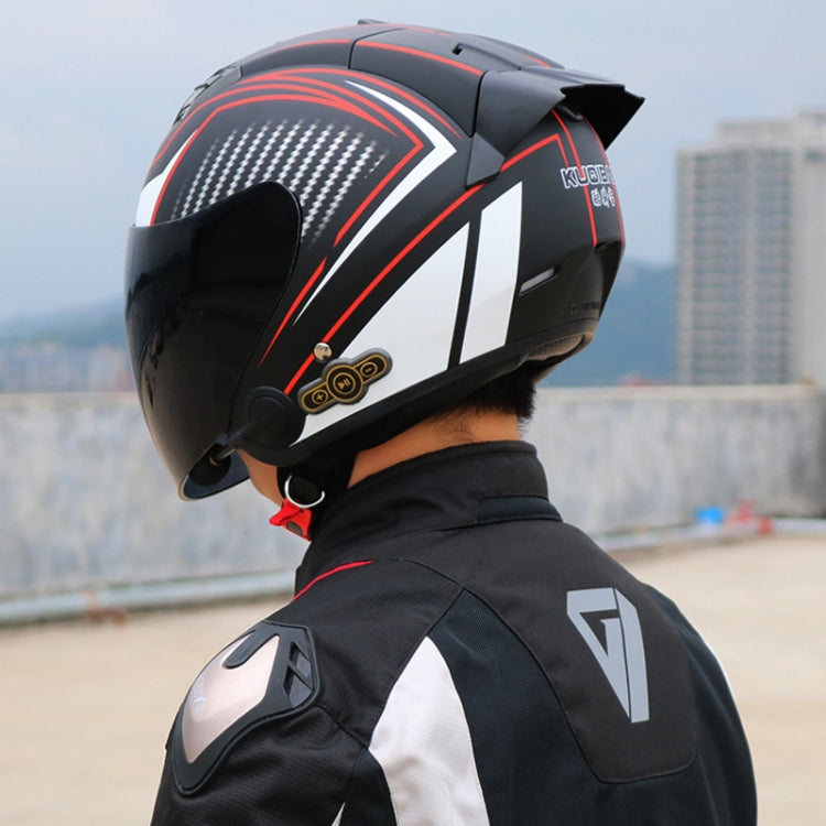 KUQIBAO Motorcycle Smart Bluetooth Sun Protection Double Lens Safety Helmet, Size: L(Matte Black+Black Tail)