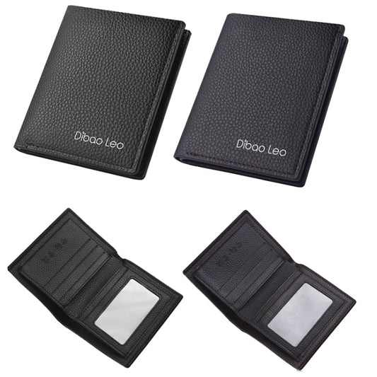 DEABOLAR Men PU Leather Short Wallet Zipper Coin Purse Card Holder(Black Vertical)