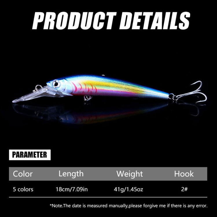 HENGJIA 18cm 41g Leurre de pêche flottant/coulant Minnow Leurre à longue bavette (4)