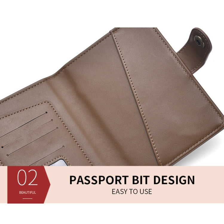 Dibaoleiou Étui de rangement pour cartes d'identité en cuir PU avec boucle, étui multifonctionnel pour passeport (marron)