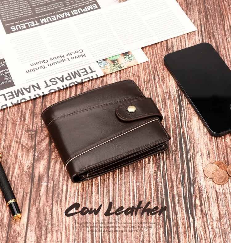 HUMERPAUL Portefeuille Homme Court Anti-magnétique RFID en Cuir Multi-cartes (Marron)