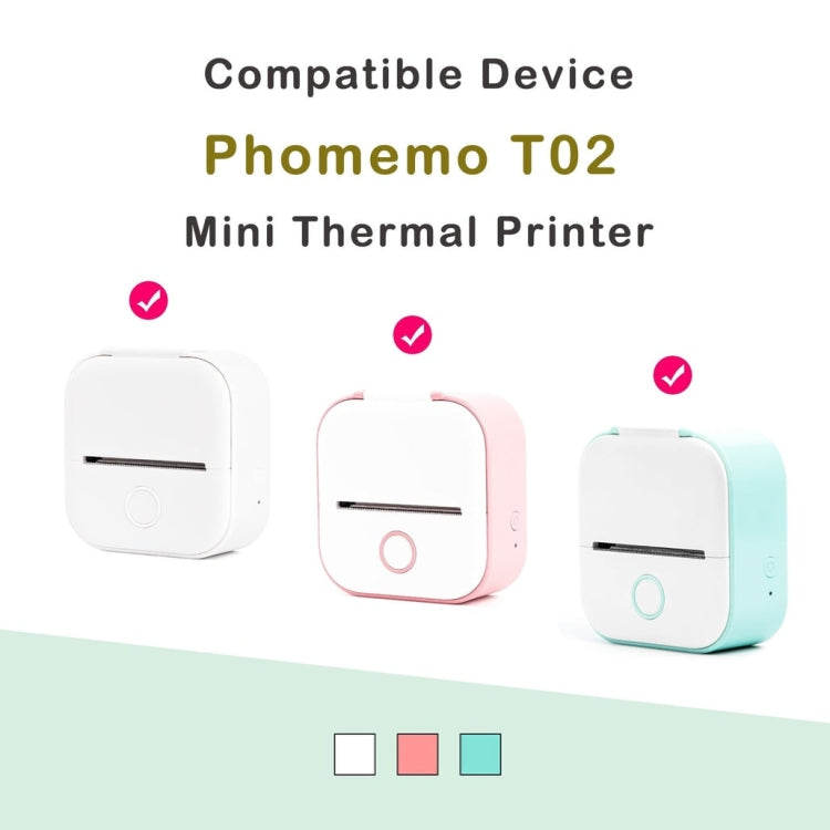 For Phomemo T02 3rolls Bluetooth Printer Thermal Paper Label Paper 50mmx3.5m 20 Years Black on Green/Purple/Orange Sticker