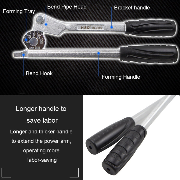 Cintreuse manuelle HSD TB-3208 de 8 mm de diamètre en acier inoxydable pour tuyaux en fer, tuyaux en cuivre de climatiseur, tuyaux en aluminium.