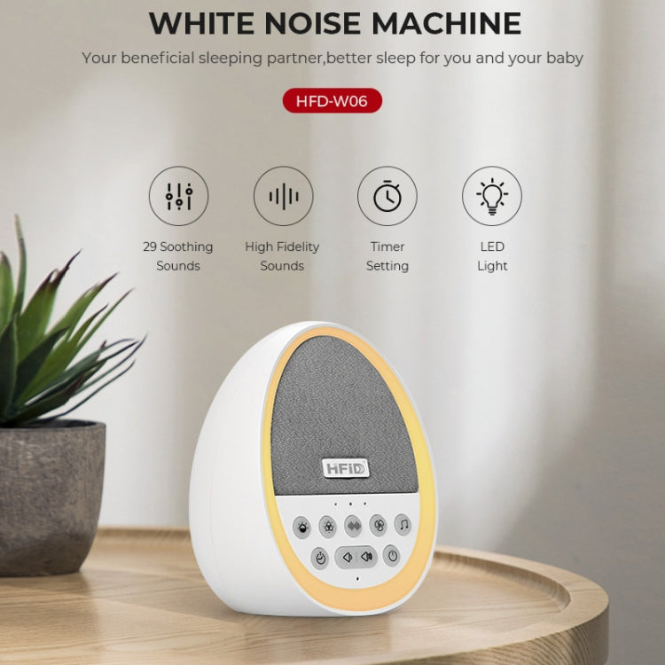 Appareil HiFiD intelligent d'aide au sommeil apaisant à bruit blanc pour bébé, instrument d'éducation prénatale (blanc)