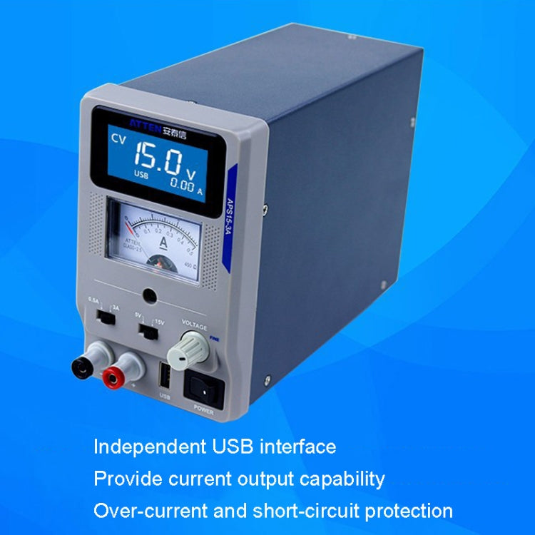 ATTEN APS22-5A 22V 5A USB Digital Variable Adjustable Laboratory DC Power Supply For Mobile Repair, EU Plug