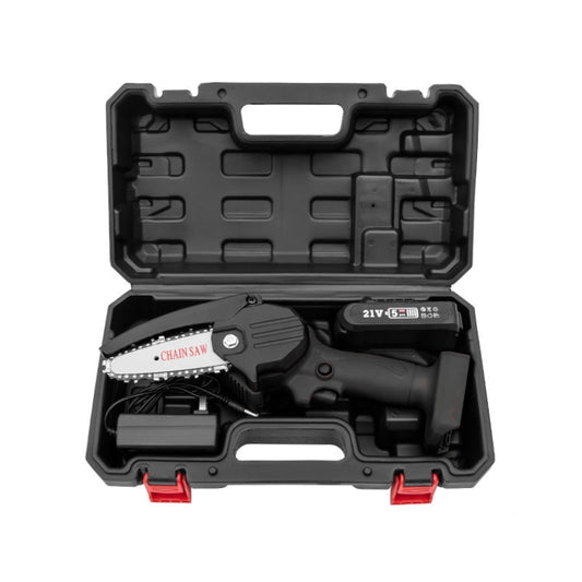 HILDA Rechargeable Cordless Mini Electrical Chain Saw Logging Tools Plastic Package, Model: US Plug With 1 Battery Black