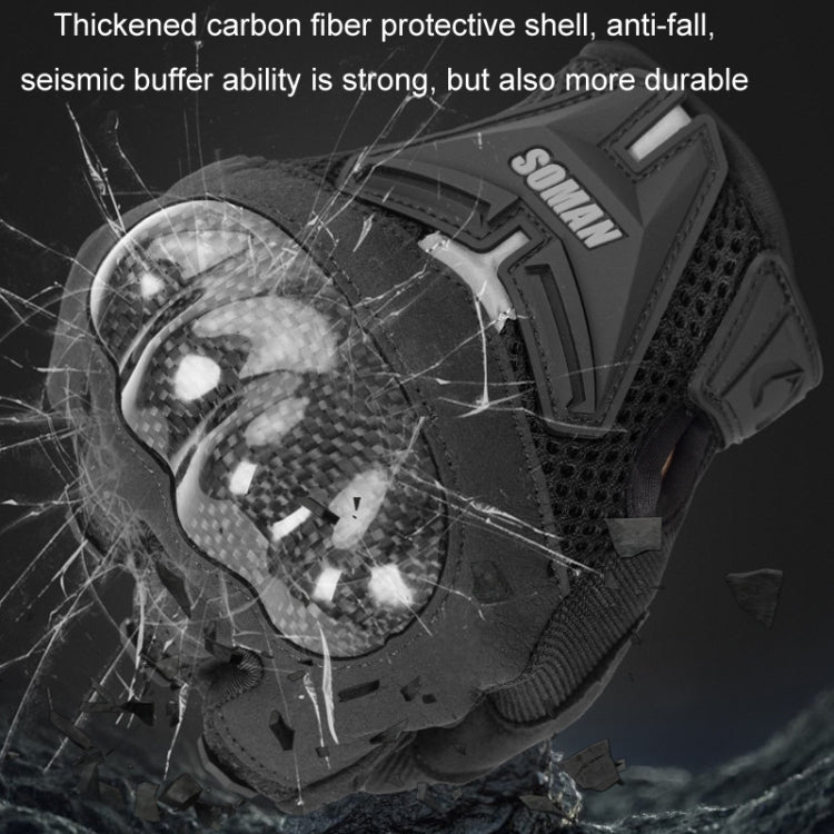 SOMAN Motorcycle Riding Anti-fall Breathable Anti-slip Carbon Fiber Gloves, Size: M(Green)