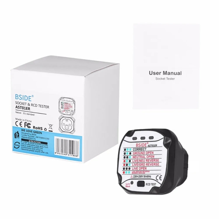 BSIDE AST01 Plug Power Tester Electrical Socket Detector EU Plug