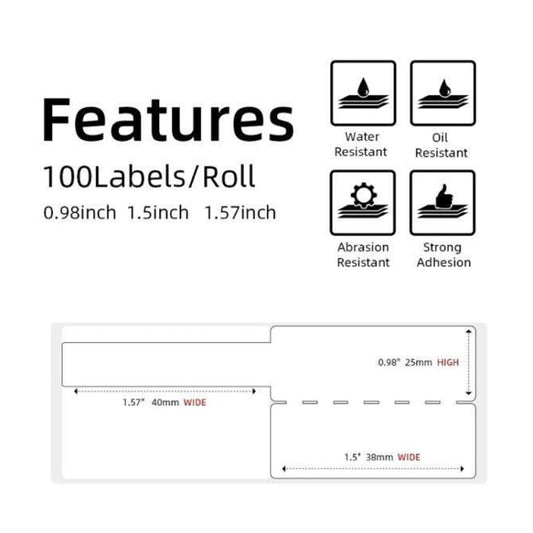 For Phomemo M110 / M200 100pcs /Roll 25x38mm Cable Self-Adhesive Thermal Labels(Red)