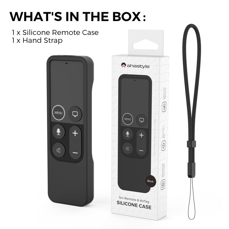 For Apple TV HD / 4K+AirTag AhaStyle PT157 Remote Control Tracker 2 In 1 Silicone Protective Cover(Black)