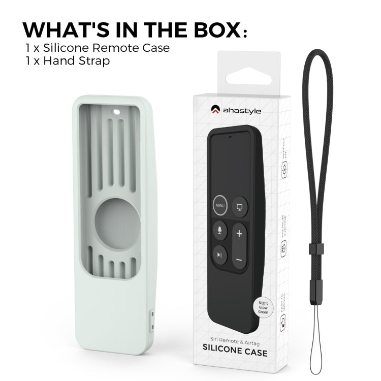 For Apple TV HD / 4K+AirTag AhaStyle PT175 Remote Control Tracker 2 In 1 Silicone Protective Cover(Black)