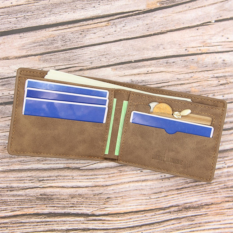 MenBense Men Short Wallet Retro Frosted Multi Card Wallet(Brown)