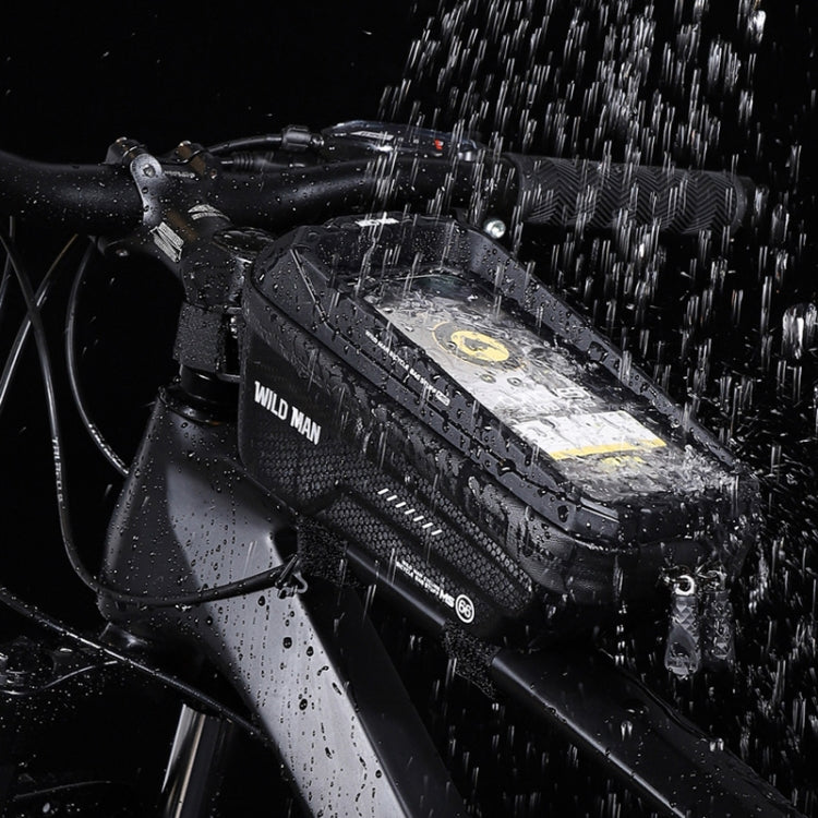 WILD MAN MS66 1.2L EVA Hard Shell Bicycle Front Beam Bag Cycling Touch Screen Phone Bag(Black)