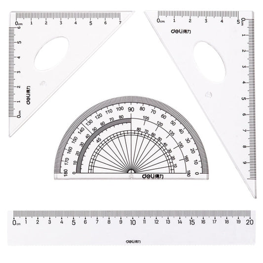 Deli 4-in-1 Ruler Set for Students Ruler Stationery Set, Model: 79529