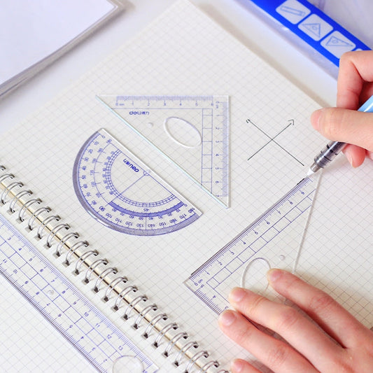 Deli 4-in-1 Ruler Set for Students Ruler Stationery Set, Model: 9597