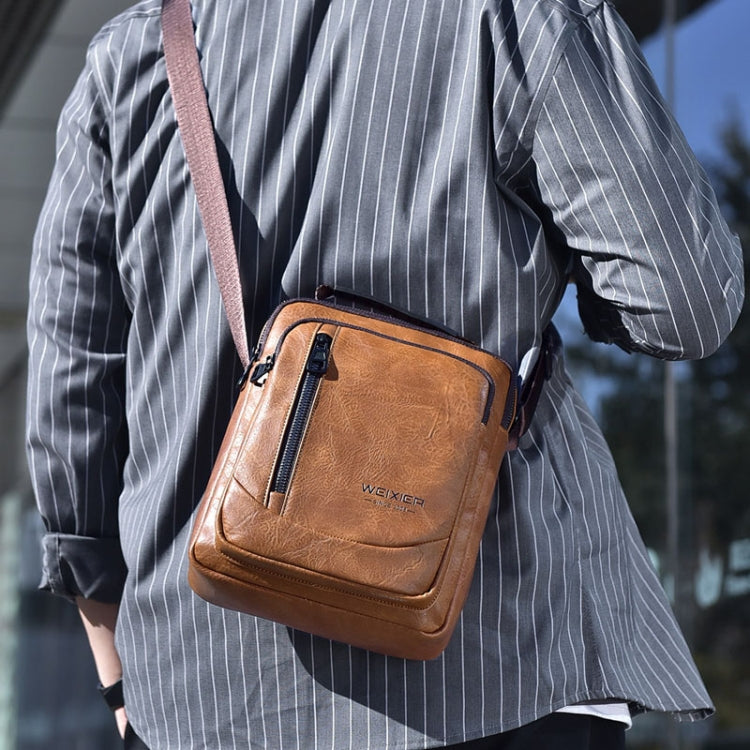 WEIXIER D288 Large Capacity Casual Crossbody Bag Business Waterproof Single Shoulder Packs(Dark Brown)