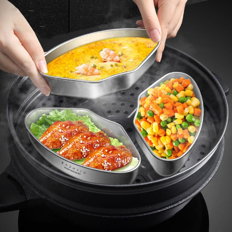 Kacheeg Stainless Steel Fan-Shaped Steamer Tray Household Childrens Supplementary Food Steampak, Specification: Large Steamed Box+Cover
