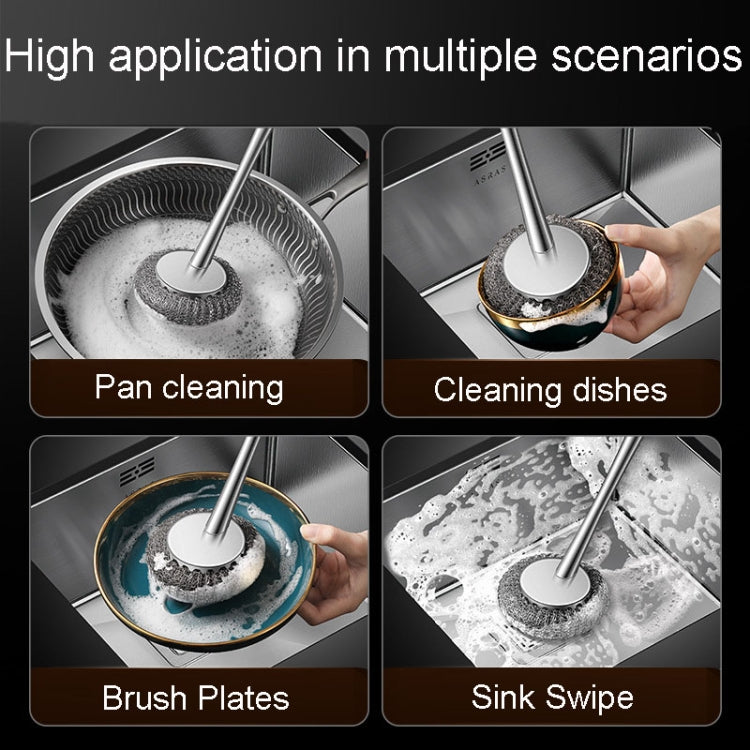 Kacheeg 304 Stainless Steel Pot Brush Kitchen Cleaning And Dishwashing Tools, Style: Long
