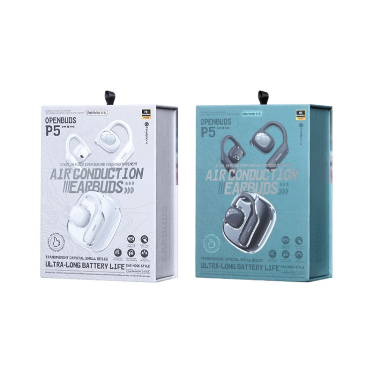 REMAX OpenBuds P5 Colorful Crystal Hanging Ear Air Conduction Bluetooth Earphone OWS Sports Music Wireless Earphone(Navy)