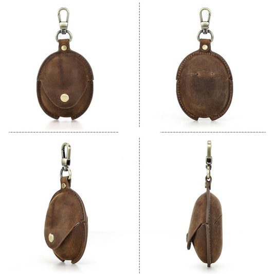 For Huawei FreeBuds 5 CONTACTS FAMILY CF1170 Cowhide Anti-Fall Bluetooth Earphone Protective Case(Coffee)