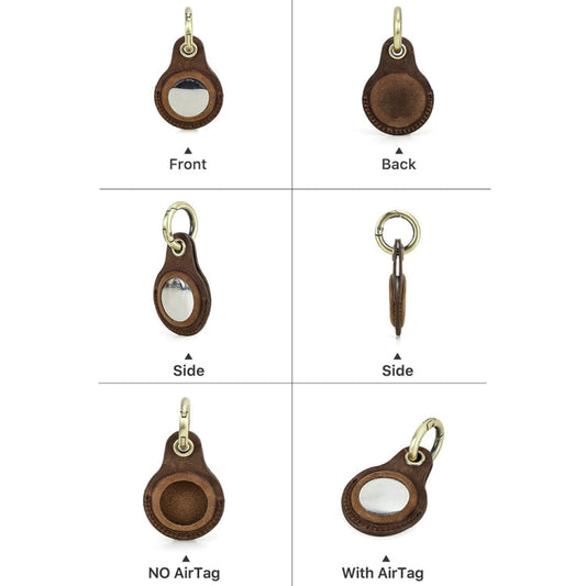 For Airtag 2nd Gen / AirTag 1st Gen CONTACTS FAMILY CF1139 First-Layer Cowhide Tracker Protective Case Pet Locator Leather Case(Brown)