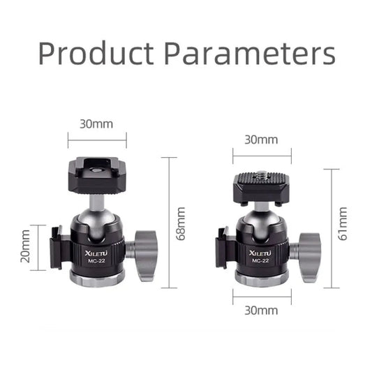 XILETU MC-22 Mini Tripod Ball Head Double Cold Shoe Design With 1/4 Inch Screw