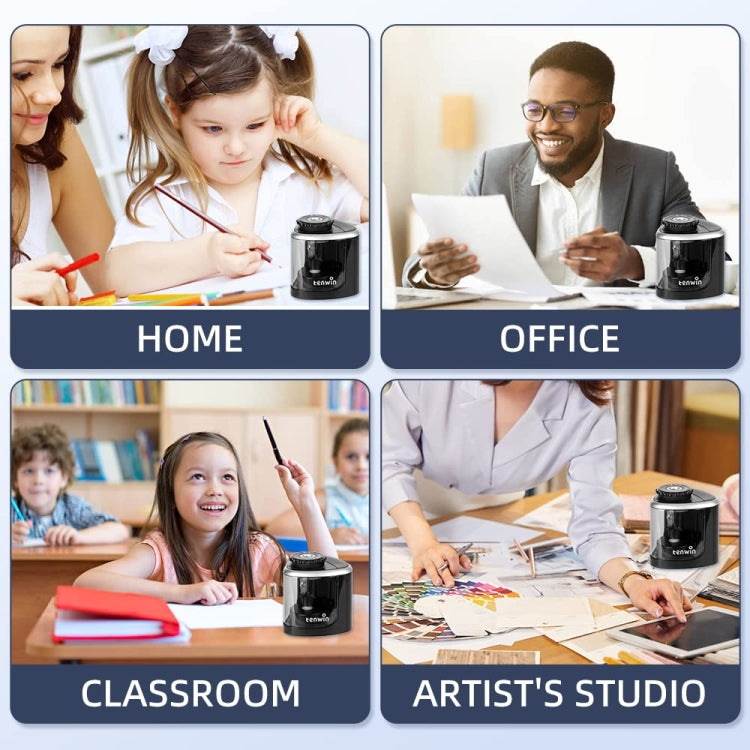 TENWIN Electrical Pencil Sharpener Student Stationery Semi-Automatic Sharpeners Battery Model(Pink)