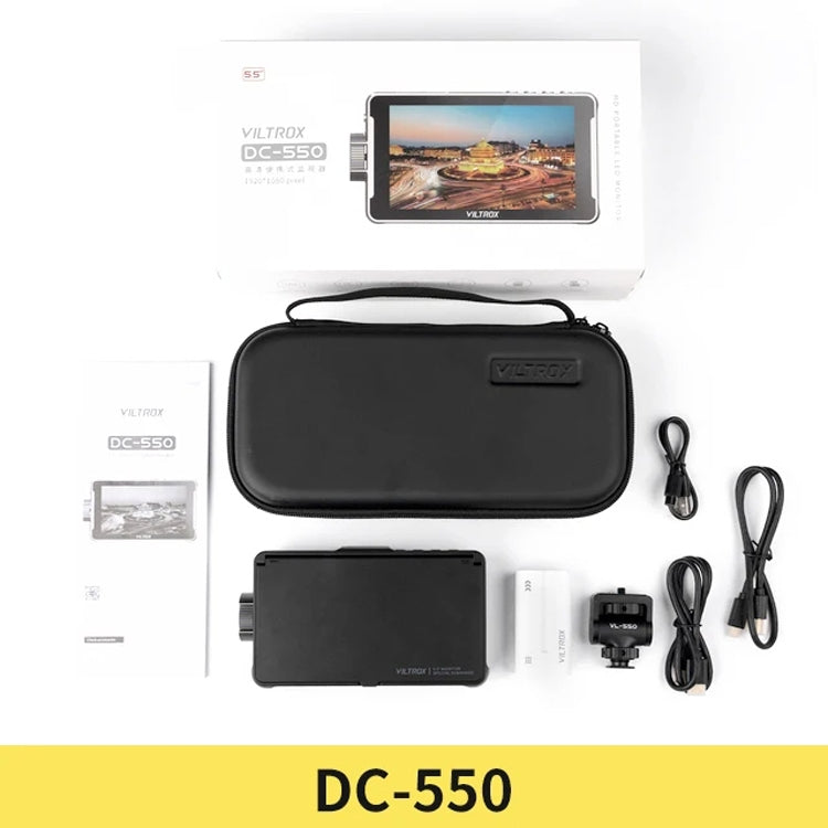Moniteurs de studio pour appareil photo VILTROX DC550 à bouton-poussoir de 5,5 pouces Moniteur de réalisateur 4K HDMI 3D LUT