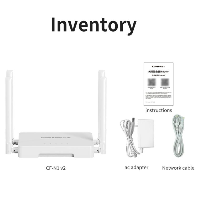 COMFAST CF-N1 V2 300Mbps WIFI4 Wireless Router With 1 Wan + 4 Lan RJ45 Ports,EU Plug