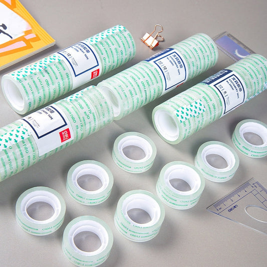 8 Rolls Wide 1.8cm x Length 27.3m Deli Small High Viscosity Office Transparent Tape Student Stationery Tape