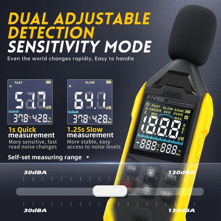 FNIRSI Noise Decibel Meter Home Volume Detector(Yellow)