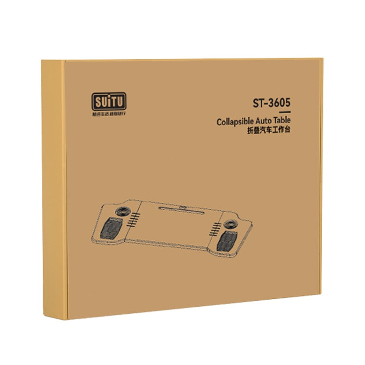 For Tesla Model Y/3 SUITU Car Center Folding Small Table Board Camping Dining Plate(Black Brown)