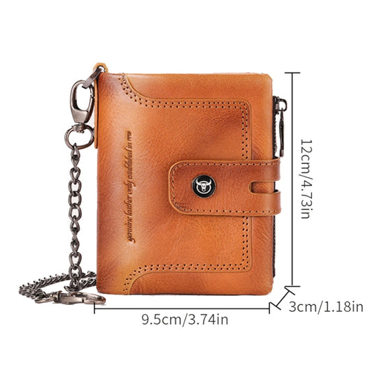 BULL CAPTAIN 088 RFID Anti-Theft Zipper Buckle Multi-Card Slot Cowhide Vertical Wallet(Yellow)